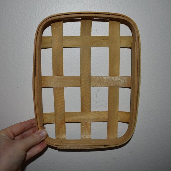 Set of Two Small Wood Tobacco Basket Rustic Country Cottage Farmhouse Decor - Picture 7 of 10